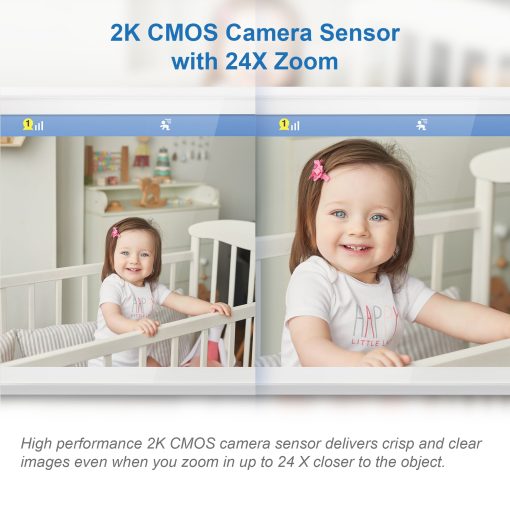 1080p Smart WiFi Remote Access 360 Degree Pan & Tilt Video Baby Monitor with 7" High Definition 720p Display, Night Light