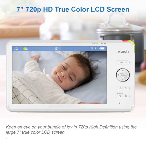 1080p Smart WiFi Remote Access 360 Degree Pan & Tilt Video Baby Monitor with 7" High Definition 720p Display, Night Light