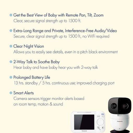 Panasonic Baby Monitor with Camera and Audio, 3.5” Color Video