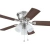 Harbor Breeze Centreville 42-in Brushed Nickel Indoor Flush Mount Ceiling Fan with Light (5-Blade)