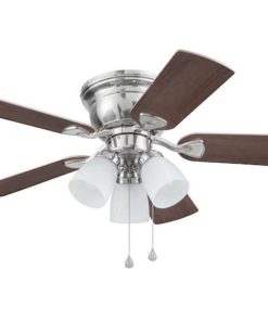 Harbor Breeze Centreville 42-in Brushed Nickel Indoor Flush Mount Ceiling Fan with Light (5-Blade)